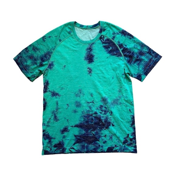 LULULEMON Men’s Green Tye Dye Metal Vent Tech Short Sleeve Shirt Size Medium - Picture 1 of 9